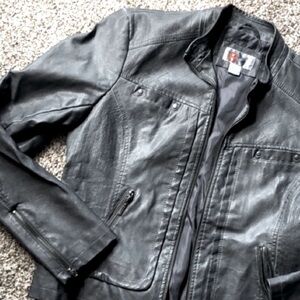 Jacket BERNARDO COLLECTION Vegan Leather Moto Gray Grey Zip Size Large